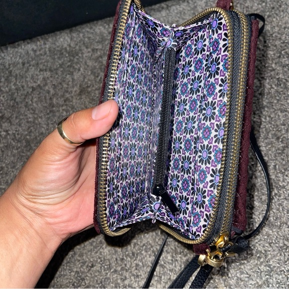 Vera Bradley All In One Burgundy Maroon Quilted Velvet Cross Body Bag - Picture 8 of 12